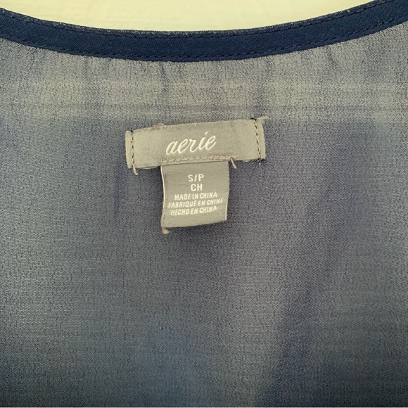 AERIE Navy Blue And Gray Frilled Cami Women’s Size Small - Picture 6 of 6